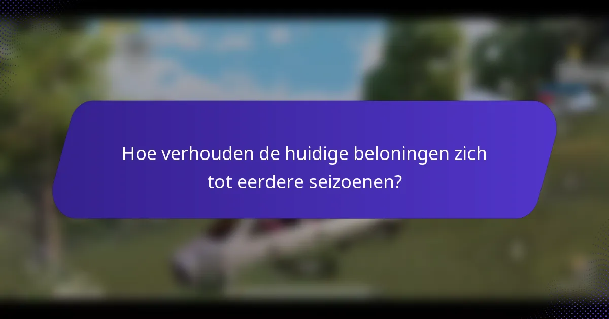 Hoe verhouden de huidige beloningen zich tot eerdere seizoenen?